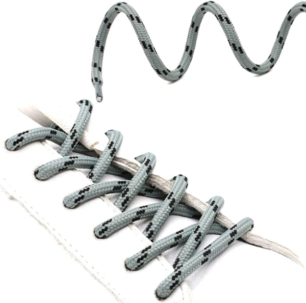 GRAH SANGRAH® (2 Pair) Shoelaces for Hiking Shoes, Outdoor Walking Sneakers, Outdoor Hiking, Climbing, Basketball, Work Boot, Running , Sport Shoes - 120 cm, Light Grey Black